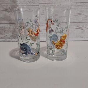 Winnie Pooh & Friends Tiger Piglet Eeyore Glass Tumbler Set Of 2
